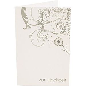 Susi Winter Design & Paper nobele bruiloftskaart, motief in zilver, echt schept papier, binnen blanco met gevoerde buffet envelop