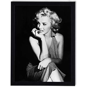 Afbeelding in lijst | affiche | Modern | Wand | Artistiek | Verschillende thema's 30 x 40 cm | (zwart en wit Marilyn Monroe)
