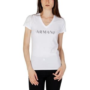 Armani Exchange Dames Stretch Cotton V-hals Logo Tee T-shirt, wit, L