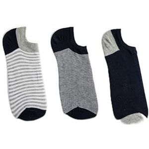 Koton Mannen Gestreepte 3-Pack Bootie Sokken Set, Grijs (040), One Size, GRIJS(040), One Size