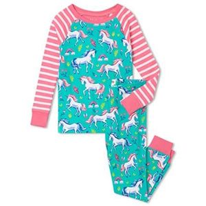 Hatley Meisjes Biologisch Katoen Raglan Mouw Pyjama Set Pyjama, Eenhoorn Party, 24 Maanden