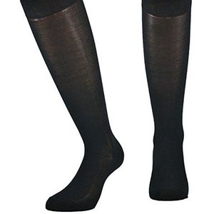Fontana Calze, 3 paar lange sokken van puur katoen, elastisch, comfortabel en versterkt bij tenen en hiel. Italiaans product., Zwart, 42-44 EU