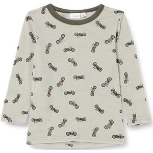 Bestseller A/S Baby-jongens NMMWANG Wool Rib LS TOP AOP XXIII shirt met lange mouwen, London Fog, 86, London Fog, 86 cm