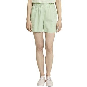 TOM TAILOR Denim Dames Paperbag Shorts van linnen 1020322, 26677 - Light Dusty Green, XL
