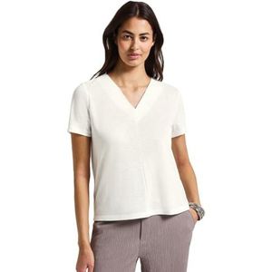 Street One Damesshirt met V-hals in linnenlook, off-white, 36