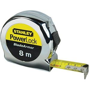 STANLEY 0-33-527 Powerlock Tape met Blade Armor, 8m Metrisch Alleen, Zilver/Zwart