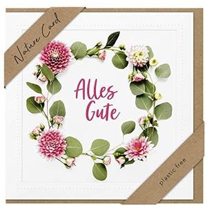 bsb - Gelukkige bloemenkrans - Nature Card - duurzame wenskaarten - kaarten met envelop - cadeau beste vriendin of vriend - kaart liefde en vriendschap 15,5 x 15,5 cm