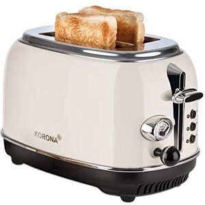 Korona 21666 Broodrooster | 2 sneetjes | room | toast niveau indicator | ontdooien | toasten | opnieuw opwarmen | 810 watt | broodjes hulpstuk | kruimellade | broodplak centreren
