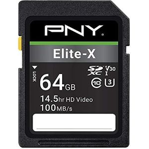 PNY - Elite-X - Geheugenkaart - 64 GB - UHS-I U3, Leessnelheid tot 100 MB/s