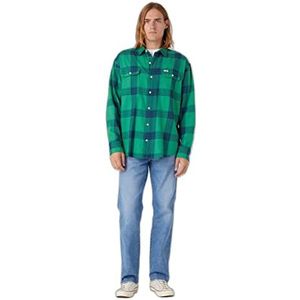 Wrangler Heren Patch Pocket Shirt, pine green, M