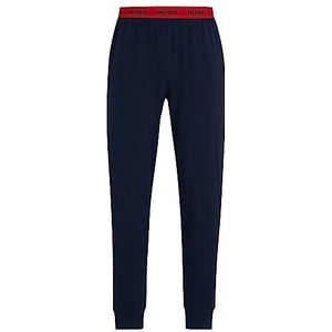 HUGO Linked Pants Pyjamabroek voor heren, van stretchkatoen met logo's op de tailleband, donkerblauw, XL