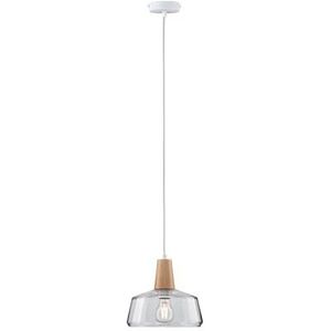 Paulmann 79744 Neordic Yva hanglamp max. 1x20W hanglamp voor E27 lampen plafondlamp helder/hout 230V glas/hout zonder lampen, Hout, Helder