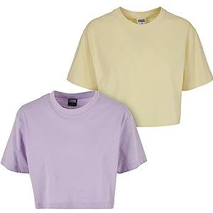 Urban Classics, Damen, T-Shirt, Ladies Short Oversized Tee 2-Pack, Lilac+Softyellow, 5XL