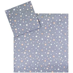 Julius Zöllner Jersey kinderbeddengoed 80 x 80 cm + 35 x 40 cm, 2-delige set dekbedovertrek en kussensloop, 100% jersey-katoen, met ritssluiting, Oeko-Tex standaard, Shiny Stars