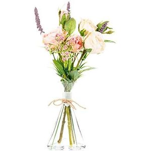 DRW Watermiet, effen, polyester, bloemen in roze en crème, 37 cm