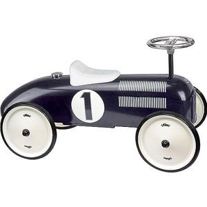 Vilac - Kinderdrager - My vintage black metal raceauto - Ontwikkelt de motoriek van je kind - Metalen voertuig - Kindervoertuig - Vanaf 18 maanden - 1121, blauw