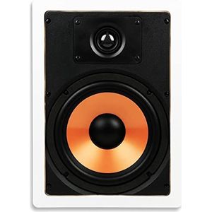 Micca M-8S 2-weg in-muur luidspreker, 10 inch (B) bij 14,1 inch (H) uitsparing, thuisbioscoop, hele huis audio, binnen of overdekt buiten, 8"" woofer, 1"" tweeter, wit, overschilderbaar, elk