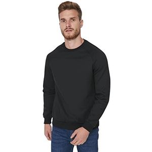 Trendyol Man Basics Regular Basic Sweatshirt met ronde hals, Zwart, S