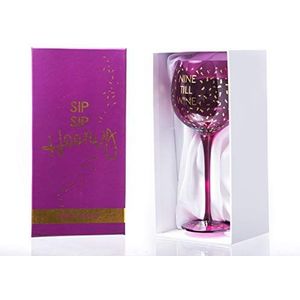 Boxer Gifts GWO703 Nine Glass Neun-Till Wine weelderig wijnglas met grappige nieuwigheid voor u, ideaal voor verjaardagen, Kerstmis, geheime Kerstman en Moederdag, in geschenkdoos, glas