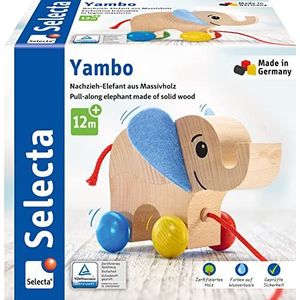 Selecta Spielzeug Trekfiguur Olifant Yambo Junior 13,5 Cm Hout Naturel