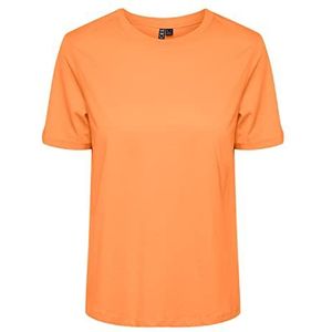 PIECES T-Shirt dames Pcria Ss Fold Up Solid Tee Noos Bc , Mock Oranje , XS