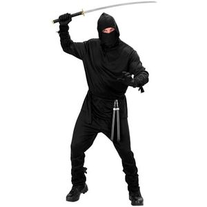 Widmann 02774 Ninja kostuum, effen, zwart, XL