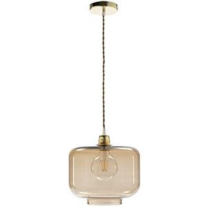Els Banys Plafondlamp, mondgeblazen glas, crèmekleurig, metallic, met slinger in vintage-stijl, 100 cm, diameter 25 cm, hoogte 25 cm, ledlamp niet inbegrepen, fitting E-27