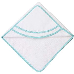 FILET Driehoekige badjas, voor baby's en peuters, met zak in hartvorm, van Aida-stof om op te borduren, wit, verdino, kleur groen, 0-12 maanden, 300 g