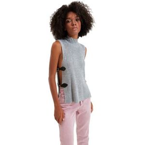 Trendyol Dames Slim Basic Standing Collar Knitwear Trui, Grijs, L
