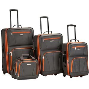Rockland Luggage Journey Softside rechtop set, antraciet, Eén maat, 4-delige bagageset.