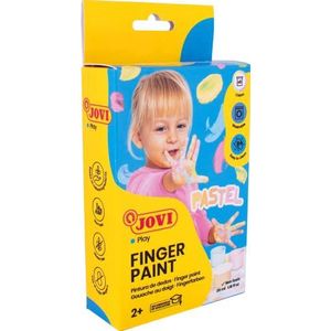 Jovi - Finger Paint, Vingerverf, Doos van 6 potten 35 ml, Pastelkleuren, 100% wasbaar, Op basis van natuurlijke ingrediënten, Glutenvrij (540P)