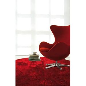 VIVA 21356 Shaggy knuffeltapijt, polyester, rood, 150 x 150 x 3 cm