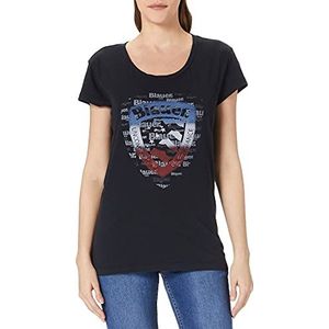Blauer T-shirt met korte mouwen voor dames, 999 Zwart, XL