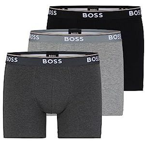 Hugo Boss Boxershorts voor heren, verpakking van 3 stuks, Grijs/Houtskool/Zwart, XL