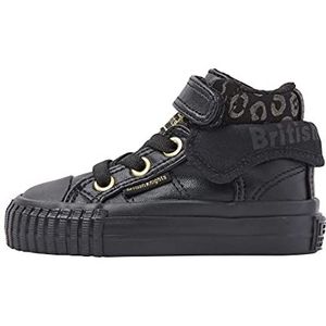 British Knights Romco Sneakers voor babymeisjes, zwart/goud luipaard/zwart, 26 EU