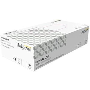 Unigloves Unicare Onderzoekshandschoenen, Small, Duidelijke Vinyl - Poeder, 100