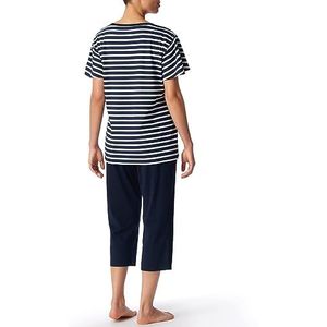 Schiesser Dames pyjama 3/4, 1/2 mouw pyjamaset, donkerblauw gestreept, 38, Donkerblauw gestreept., 38