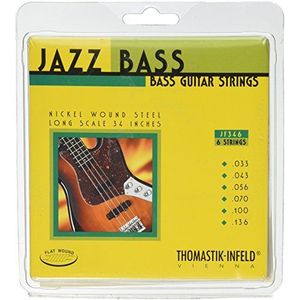 Thomastik 682736 snaren voor E-Bass Jazz Bass Flat Wound, set JF346 6-string lange schaal 86 cm