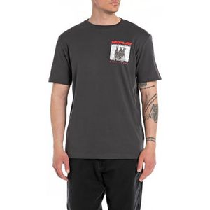Replay T-shirt voor heren, korte mouwen, regular fit, 998 Nearly Black, XXL