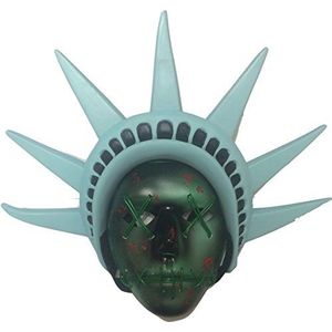 The Rubber Plantation TM, masker met led-lampjes en bevestigde hoofdband in de vorm van vrijheidsbeeld, voor festival- of Halloweenkostuums, unisex, voor volwassenen, eenheidsmaat, model 619219304436