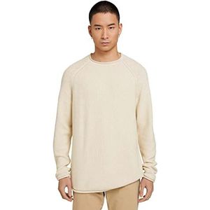TOM TAILOR Denim Uomini Gebreide trui met structuur 1030031, 12034 - A Breath Of Light Beige Melang, XS