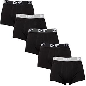 DKNY Boxershorts voor heren met contrasterende merkband in ademende katoenen short, Zwart/Grijs/Navy/Houtskool/Wit, S