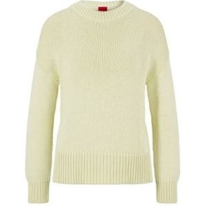 HUGO Women's Smegina Knitted-Sweater, Light/Pastel Yellow745, Relaxed fit