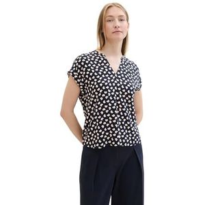 TOM TAILOR Basic zomerblouse voor dames, 36377 - Navy Halfmoon Dot Design, 32