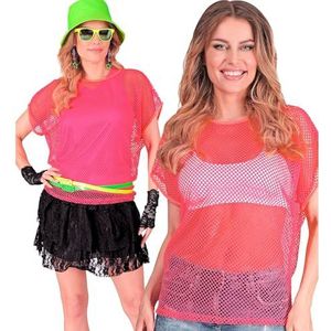 W WIDMANN MILANO Party Fashion Netz Mesh T-shirt voor dames, Neon-roze, XXL