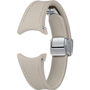 Samsung D-Buckle Hybrid Eco-Leather Band (Slim, S/M) Kunstleren Armband voor Galaxy Watch4 | Watch5 | Watch6 Series, Étoupe