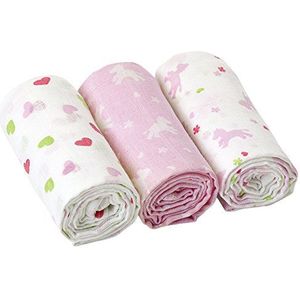 Sterntaler Mulltuch Set, Paarden, Leeftijd: Kinderen vanaf 0 jaar, 80 x 80 cm, Wit/Roze