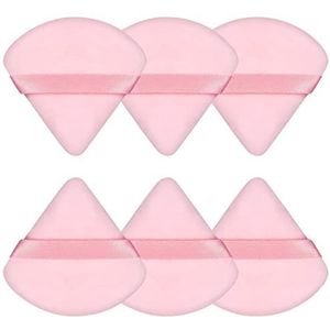 Roze, 6 stuks driehoekige kwasten, fluweelachtige kwasten, met puntige hoeken, make-up-tools voor contouren, zachte kwasten voor vrij poeder