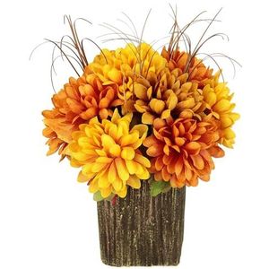 Kunstbloem chrysanten in pot herfstbloemstuk herfstbloemen kunstplant arrangement bloemstuk Halloween Thanksgiving decoratie bloem decoratie herfstbloemen decoratieve bloemen herfstbladeren