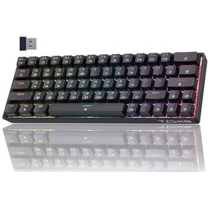 TMKB T63 Gaming Wireless Keyboard,60% Mechanisch Draadloos Toetsenbord met Bluetooth/2.4G/Type-C,RGB,Ultra-compacte MiMi 61 Toetsen,US Layout (Zwart, Rode schakelaar)